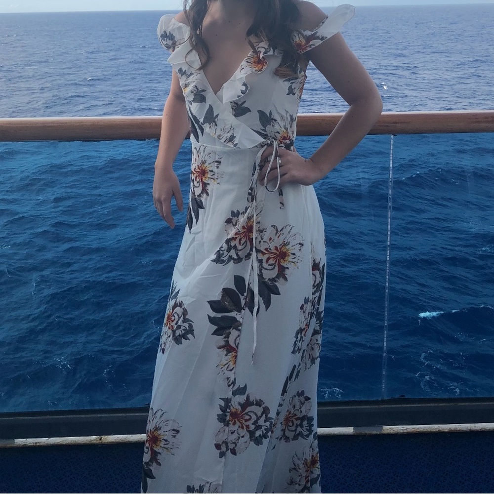 White maxi dress with flowers